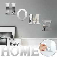 3D Home Letter Sign Decor Acrylic Home Sign Mirror Wall Art Creative DIY Wall Sticker Decal For Bedroom Living Room Wall