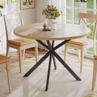 Ready Stock 100cm Round Dining Table for 6 People Modern Minimalist Solid Wood Look Sturdy X Metal L