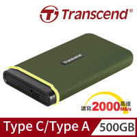 Transcend 創見 ESD380C 500GB USB3.2/Type C 雙介面外接SSD固態硬碟 - 橄欖綠(TS500GESD380C)