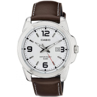 CASIO 簡約經典時尚指針日曆皮帶腕錶(MTP-1314L-7)白面/44.9mm
