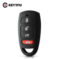 KEYYOU Silicone rubber car Key Case Cover Shell For Hyundai Sonata Santa Fe tucson for Kia Forte Soul Rio 3+1 Buttons