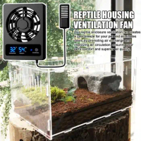 Reptile Housing Ventilation Fan Smart Cooling Fan With LED Display Strong Wind Low Noise For Amphibians Reptiles Snakes W1A5