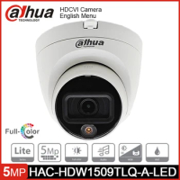 Dahua HAC-HDW1509TLQ-A-LED 5MP Full-color HDCVI Eyeball Camera IP67 IR 20m Dome CCTV Camera Built-in Mic Quick-to-install