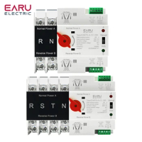 Din Rail 2P 4P ATS Dual Power Automatic Transfer Switch Electrical Selector Switches Uninterrupted Power 100A Circuit Breaker