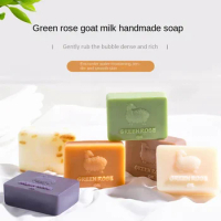 2PCS*115g Green Rose Goat's Milk Handmade Soap Moisturizing Gentle Cleansing Bath Soap with Hand Gift Box with Soap Handmade