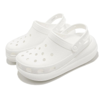 Crocs 超厚底洞洞鞋 Classic Crush Clog 白 全白 男女鞋 經典泡芙 布希鞋 卡駱馳(207521100)