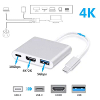Type C to HDMI 3IN1 Portable Converter Adapter USB hub PD typec converter USB 3.1 Type-C to HDMI/USB 3.0/USB-C Multiport Adapter