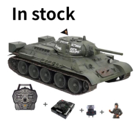 1/10 RC Tank T34 76 Simulation Sound and Light with Shock Absorber Smoke System Remote Control Medium Model Toys for Boys