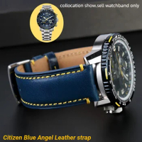 For Citizen men watch strap Blue Angel AT8020 JY8020 JY8078-52L Y8078 second Three generation Blue Angel cowhide watchband 22mm