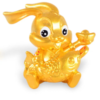 【福西珠寶】買一送一9999黃金擺件 元寶古錢小兔擺件(金重2.12錢+-0.03錢)