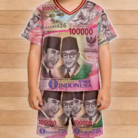 Baju Anak Desain Uang Kertas Indonesia 100000 Seratus Ribu Republik Indonesia untuk Anak Laki-laki d