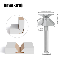 R10 1/4 "Shank 6Mm Shank Woodworking Router BitTongue And Groove Router BitCarbide Tip V Bit