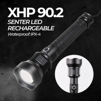 Senter LED SUPER TERANG Flashlight USB Rechargeable WATERPROOF XHP90.2 - JHS52 - Black