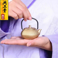 Tetsubin Japanese style Cast Iron Gold hobnail teapot kettle Mini iron pot Japanese cast iron teapot 50ml vintage teapot