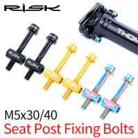 RISK 2set M5*30mm M5*40mm Titanium Alloy Bolt + Washer + Nut for Bicycle Thomson Seat Post MTB Bike Seat Post Screw M5x30 M5x40