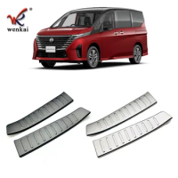 car assecories For Nissan Serena C28 2023 Door Sill Rear Bumper Protector Sill Trunk Tread Plate Trim Car Styling Stickers