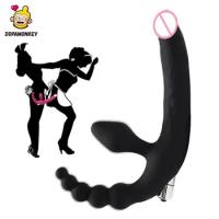 Lesbian Sex toy Strap on Dildo Vibrator Female masturbation Anal vaginal massage double dildo Sex Toy for Adult Couple vibration