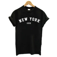 Women Tshirt Clothing New York 199x Print Fashion 90s Cartoon Kawaii Tops Ladies T-shirt Graphic Black White T Shirt femme 2022