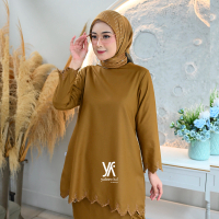 Yahwo Hijab Fashion R059 Set Tunik Kurung Melayu Bordir Rok Span Bahan Toyobo Setelan Wanita Formal 