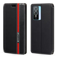 For Vivo Y76 5G Case Fashion Multicolor Magnetic Closure Leather Flip Case Cover with Card Holder 6.58 inches