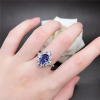 Super White Gold 18K Jewelry 2CT Oval Shape Sapphire Engagement Ring Women Finger Jewelry Lovely Valentine's Day Gift For Girl