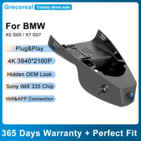 Grecoreal Dash Camera Car Dashcam for BMW X7 G07 X5 G05 2022 2021 2020 OEM Front Rear Dual Dash Cam 4K Wifi Car DVR Plug Play