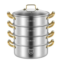 316 stainless steel steamer Household thickened double three layer soup pot Integrated steaming and boiling pot hot pot panela