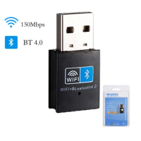 150Mbps WiFi Bluetooth Wireless Adapter Usb Wifi Adapter 2.4G Bluetooth 4.0 Dongle Network Card RTL8723BU for Desktop Laptop PC