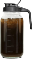 64 oz Glass Pitcher with Lid - 2 Quart Mason Jar Pitcher with Lid Wide Mouth Airtight & Leakproof Gl