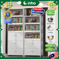 New product [Shipping Promo]INHO L50-80cm (5/6 Layers) 2 Doors Foldable Storage Cabinet Stackable St