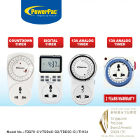 PowerPac Timer Plug In Mechanical 24hrs Timer| Countdown Timer 22 hrs (FDD50-E1/TH124/FDD60-D2/FDD70