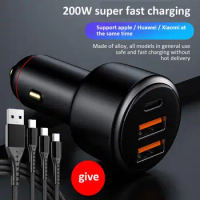 200W USB C Car Charger 3-Port 100W Fast Charging + 65W Supervooc 2.0 +PD 36W Quick Charger For IPhone 13 HONOR OPPO D7M4