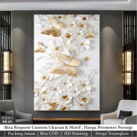 Stiker Bunga 3D Wallpaper Stiker Bunga Kupu Putih 3D Wallpaper Dinding Bunga Putih 3D Kekinian Stike
