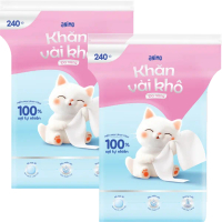 Combo 2 Khăn vải khô đa năng Animo (240 tờ) - Pink plus