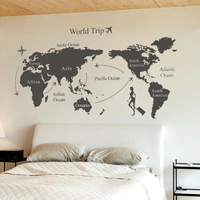 大型壁貼 創意個性客廳臥室裝飾地圖墻貼紙北歐ins辦公室墻面貼畫 LC4367
