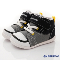 日本月星Moonstar機能童鞋頂級學步系列寬楦穩定彎曲抗菌鞋款12367黑灰(寶寶段)