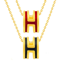 【迎鶴金品】黃金9999時尚項鍊H字母(0.58錢 正負2厘)