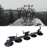 FOVNO Suction Cup Bike Rack for Car Roof Top Sucker Bike Rack Quick Release Aluminium Bike Carrier with Sucker for 1/2/3 Bikes