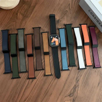 Silicone+Leather Bands for Apple Watch Strap 40mm 41mm 42mm 44mm 45mm 49mm Magnetic Buckle Bracelet IWatch Ultra SE2 8 7 6 5 4 3