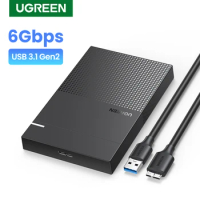 UGREEN HDD Case 2.5 USB C 2-IN-1 SATA to USB 3.1 Gen 2 6Gbps External Hard Disk SSD Case For Seagate Toshiba Fujitsu 2.5 HDD Box