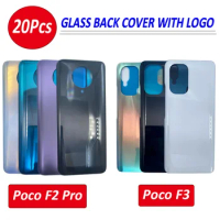 20Pcs，NEW Replacement For Xiaomi Mi Poco F2 Pro / F3 Battery Back Cover Glass Rear Housing Door Case With Glue Sticker + LOGO