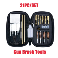 21PCS Universal Tactical Gun Cleaning Kit for Handgun Rifle Gun Brush Tool for .22/.38/9mm/.40/.45 Caliber Hunting Accessories