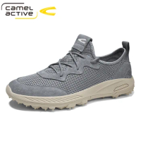 Camel Active Summer Mesh Shoes Men Lace-Up Flat Sapatos Gray Hollow Out Comfortable Father Shoes Man Casual Shoes D2103MR011
