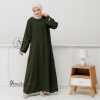 Abaya Polos Dress Syari  wanita Remaja Muslim Kekinian simple wolpis premium Ukuran S M L XL XXL / B