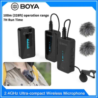 BOYA BY-XM6 S1 S2 ltracompact 2.4 GHz Dual-channel Wireless Microphone System for DSLR video cameras smartphones tablets