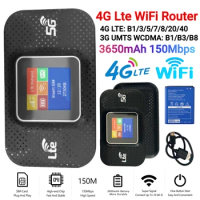 H807Pro 4G Lte WiFi Router with Sim Card Slot 150Mbps Wireless Router Repeater 3650mAh Mobile WiFi Router Mini Outdoor Hotspot