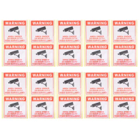 20 Pcs Emblems CCTV Camera Sign 24 Hour Video Warning Sticker Television Security