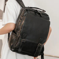 Fashion Design Men's Backpack High Quality PU Leather Backpack Men Handbag Large Capacity Multifunctional Travel Laptop Backpack