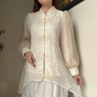 New Diandra TOP ATASAN BLOUSE SEMI TUNIK wanita baju viral kondangan kebaya tensel bordir by biel th