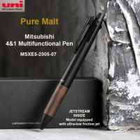 Uni 5 in 1 Pen JETSTREAM Ink Ball-Point Pen Mitsubishi Mechanical Pencil Oak/ Metal Multi-Functional Stationery Writing Supplies